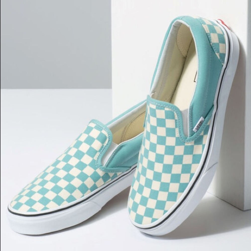 SLIP ON VANS Teal Checkered